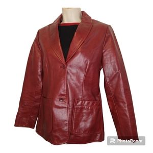 Vintage 1990's Gap Red Genuine Leather Jacket - Women's Small
